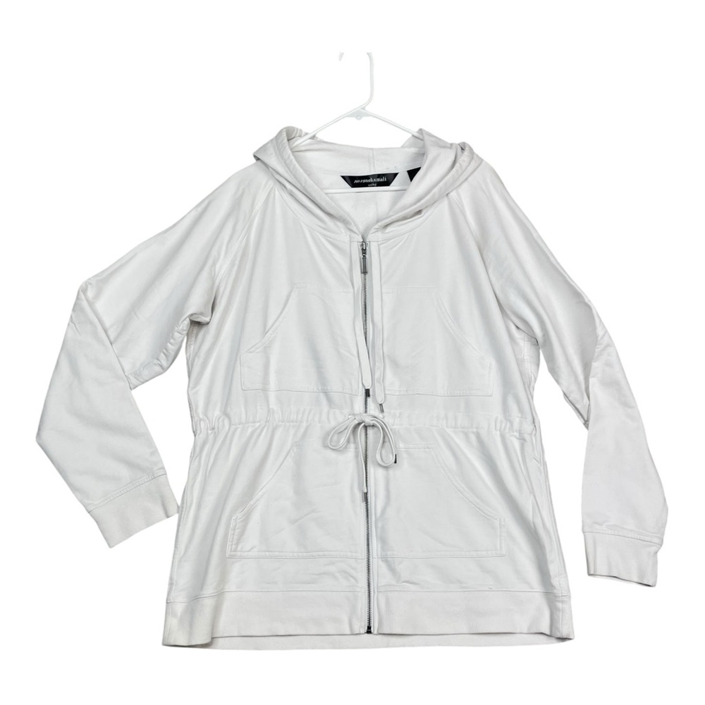 Norma Kamali sweatshirt womens Size 2XL White mid length hooded Drawstring Waist